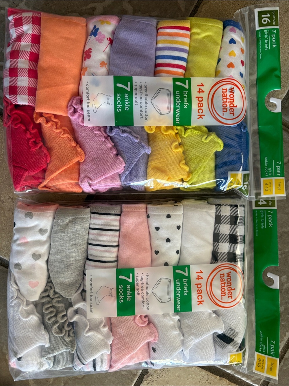 New lot 14 socks 14 underwear girls size 16 28 piece